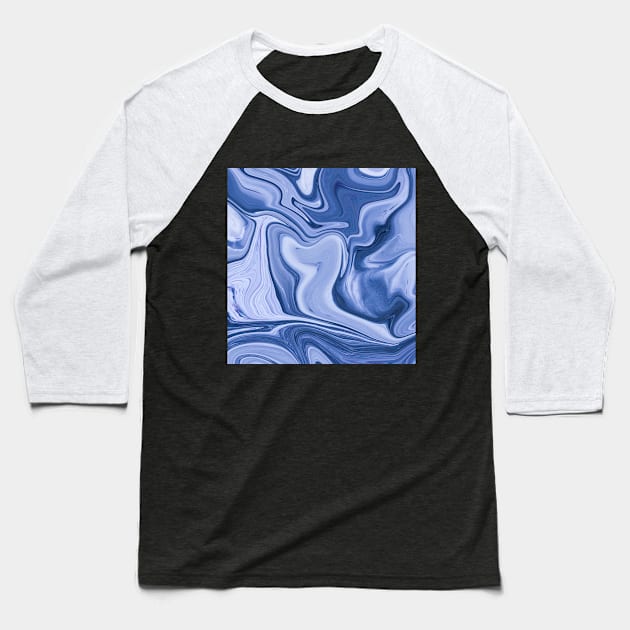 Blue and White Abstract Painting Baseball T-Shirt by Vinit53